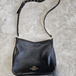 Coach Midnight Black Pebbled Leather Shoulder Bag